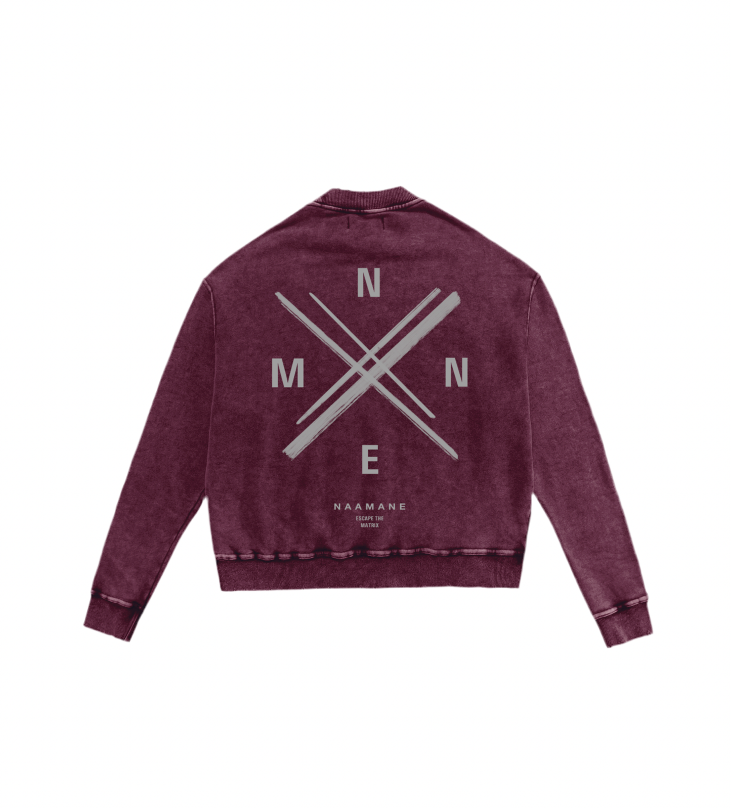 BURGUNDY RED PURPLE WASHED “ESCAPE THE MATRIX” SWEATER