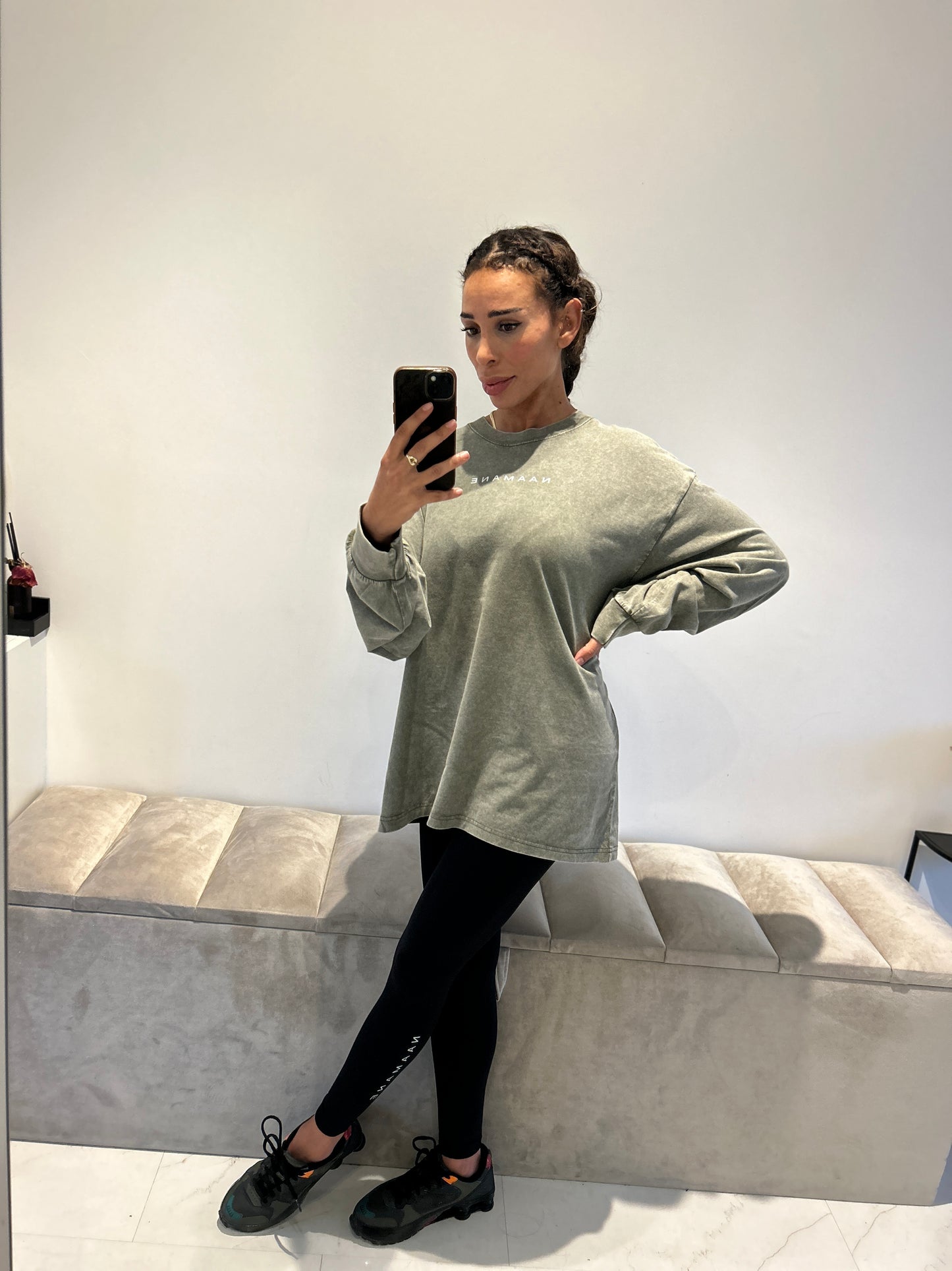 DARK GREEN WASHED LONG TSHIRT NAAMANE