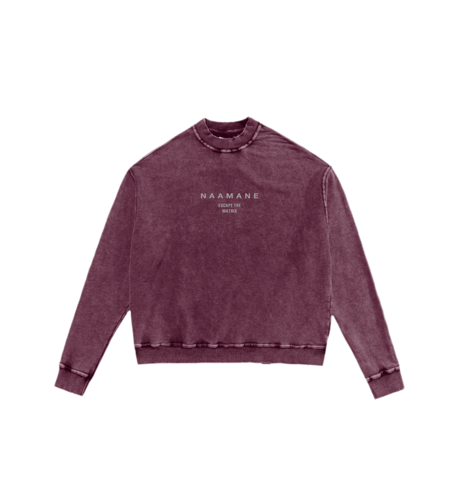 BURGUNDY RED PURPLE WASHED “ESCAPE THE MATRIX” SWEATER