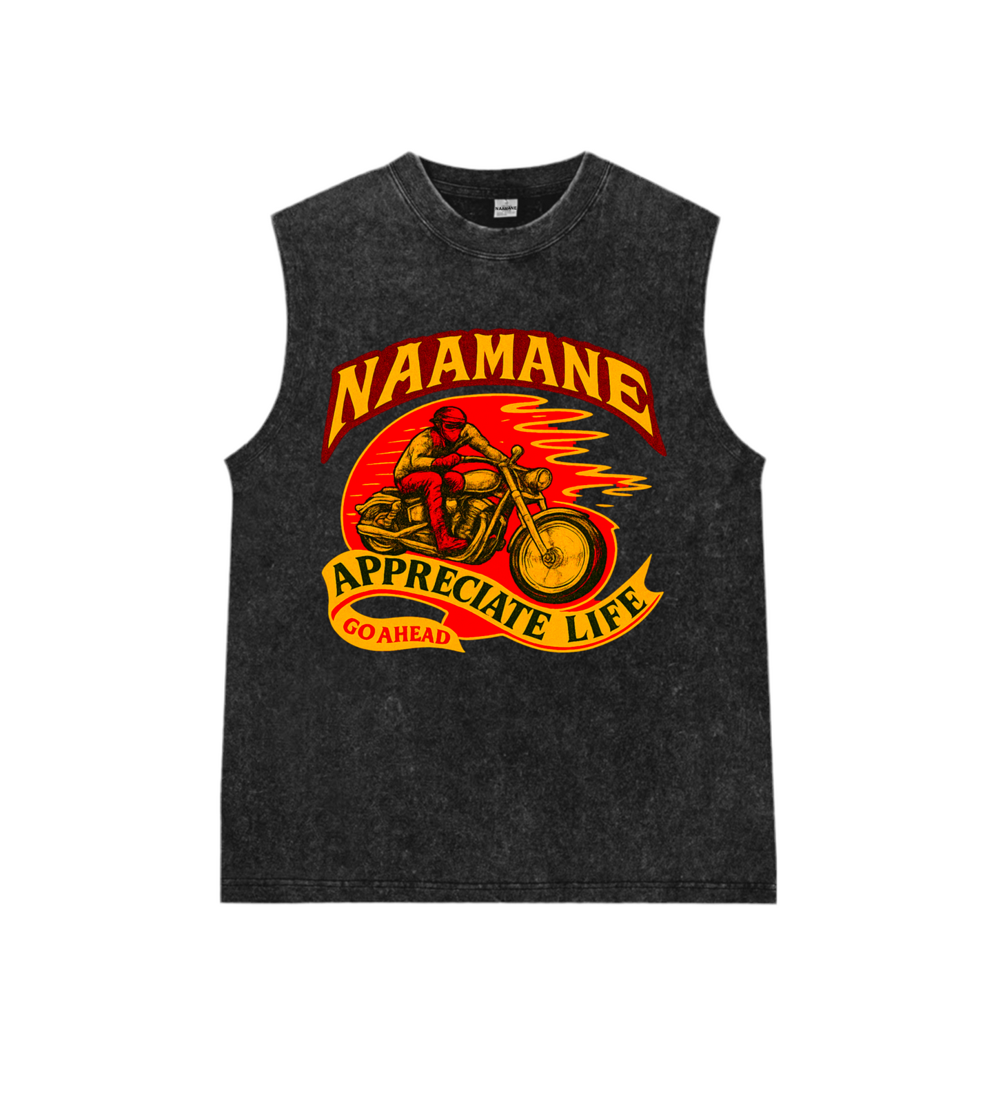 VINTAGE SLEEVELESS BLACK WASHED TSHIRT NAAMANE