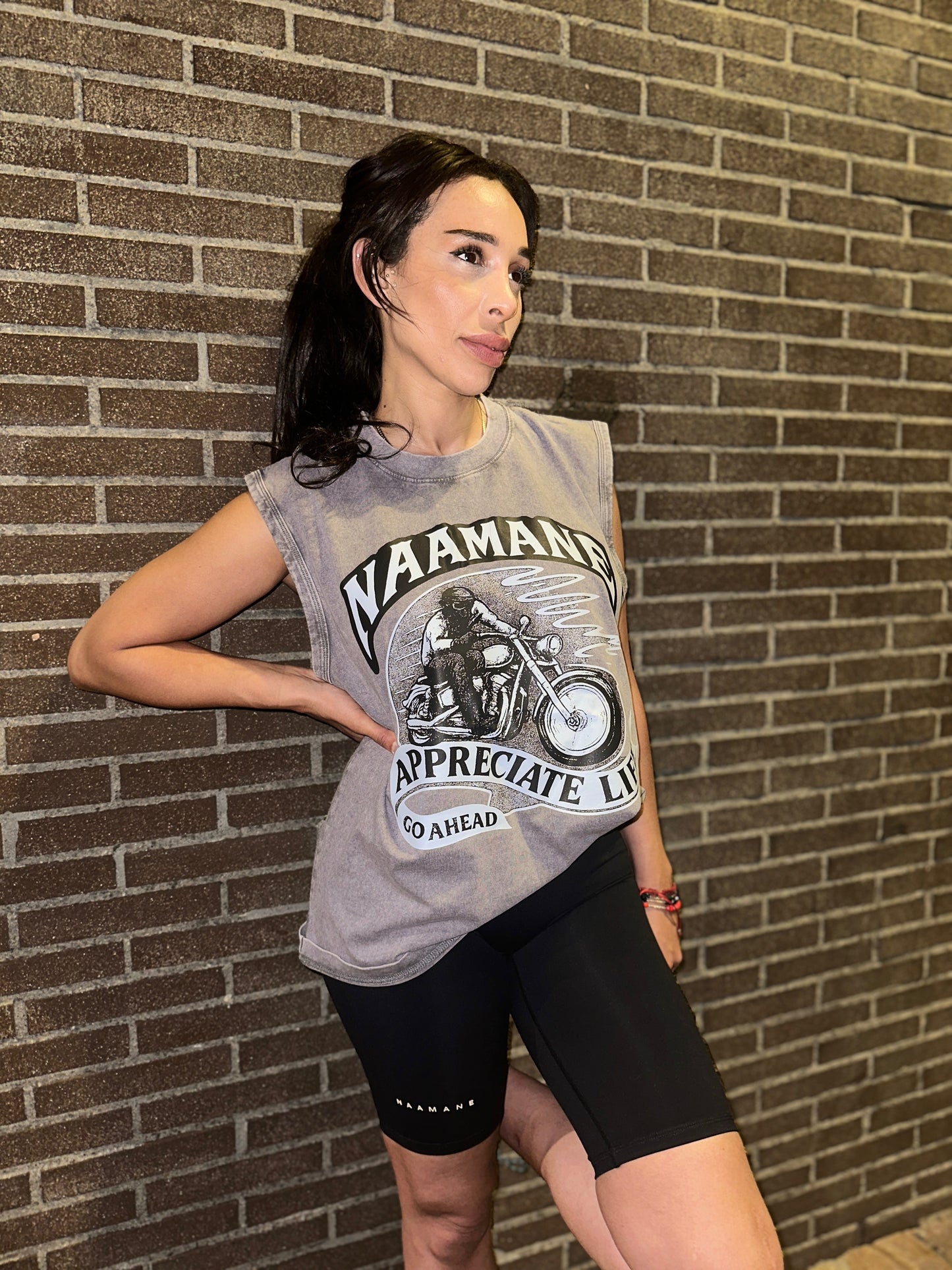 VINTAGE SLEEVELESS LIGHT GREY TSHIRT NAAMANE