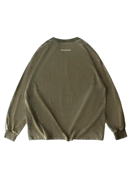 DARK GREEN WASHED LONG TSHIRT NAAMANE