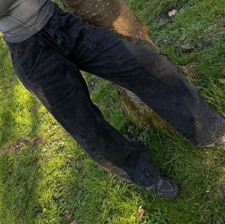 HIGH WAIST OVERSIZED DENIM JEANS BLACK WASHED