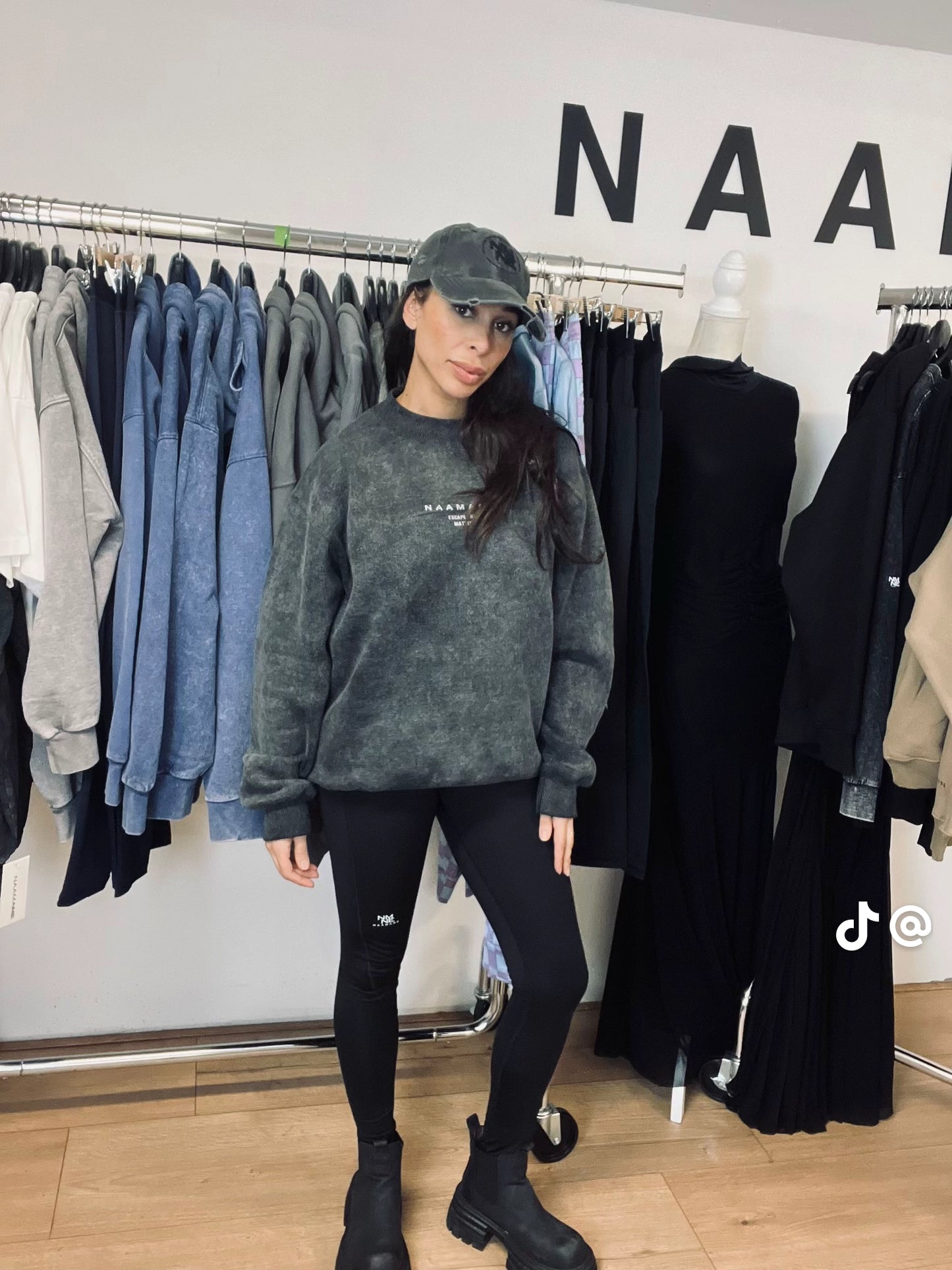 DARK GREY WASHED “ESCAPE THE MATRIX” SWEATER (OVERSIZED)