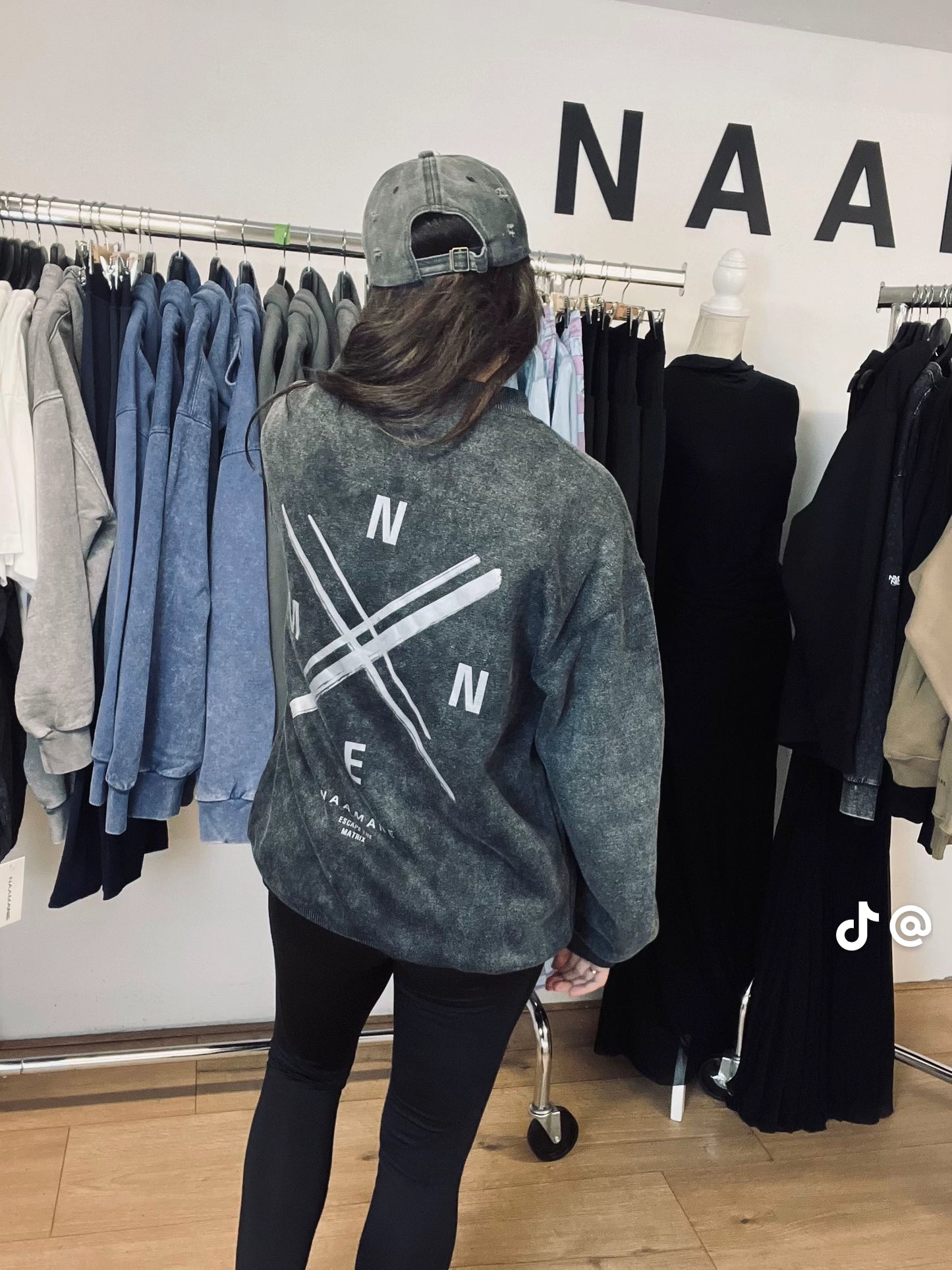 DARK GREY WASHED “ESCAPE THE MATRIX” SWEATER (OVERSIZED)