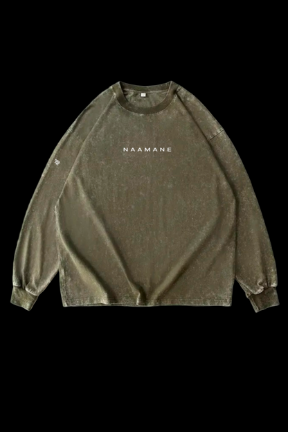DARK GREEN WASHED LONG TSHIRT NAAMANE