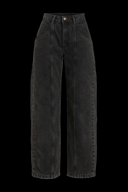 HIGH WAIST OVERSIZED DENIM JEANS BLACK WASHED