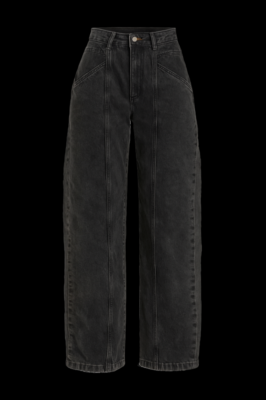 HIGH WAIST OVERSIZED DENIM JEANS BLACK WASHED