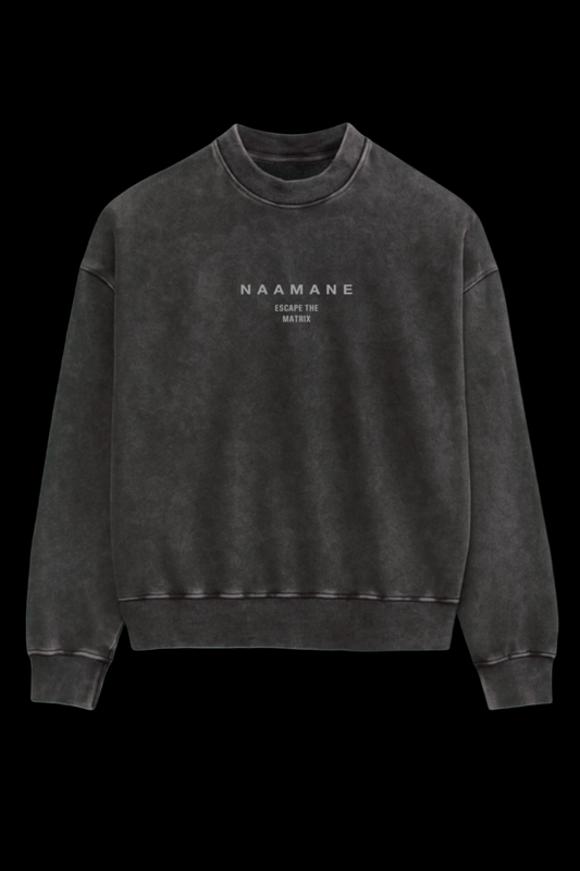 DARK GREY WASHED “ESCAPE THE MATRIX” SWEATER (OVERSIZED)