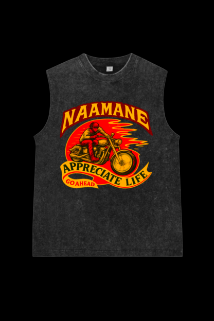 VINTAGE SLEEVELESS BLACK WASHED TSHIRT NAAMANE