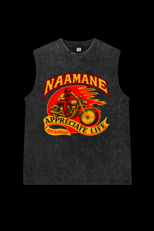 VINTAGE SLEEVELESS BLACK WASHED TSHIRT NAAMANE