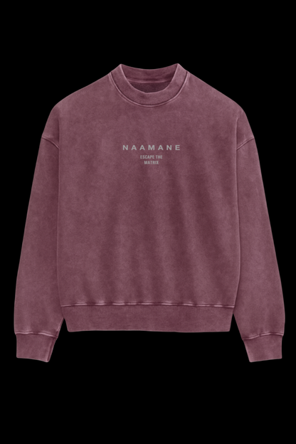 BURGUNDY RED PURPLE WASHED “ESCAPE THE MATRIX” SWEATER