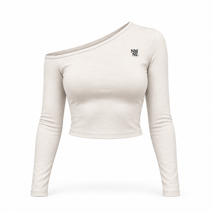 NAAMANE Sculpt One-Shoulder Top – Cream