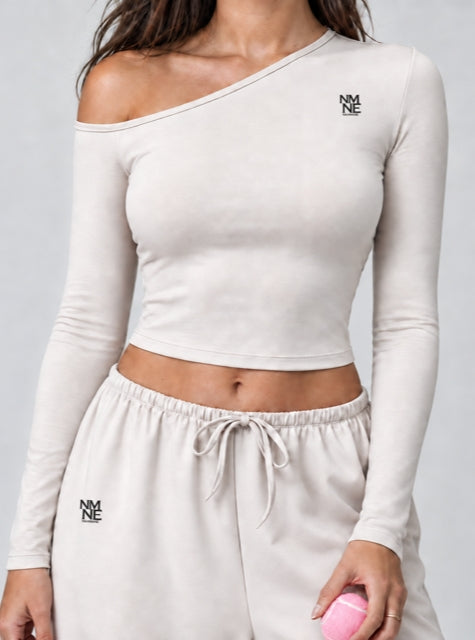 NAAMANE Sculpt One-Shoulder Top – Cream
